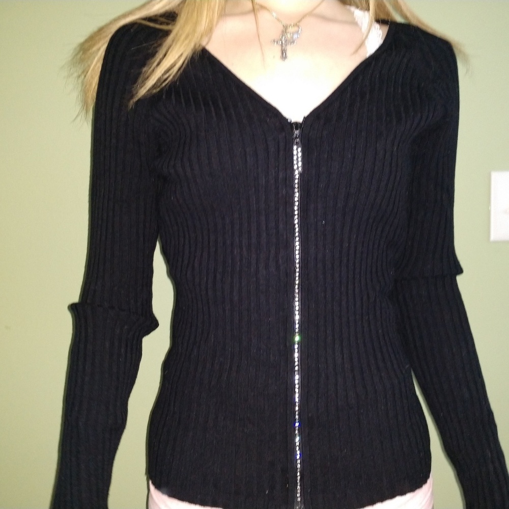 Cardigan with sequin zipper